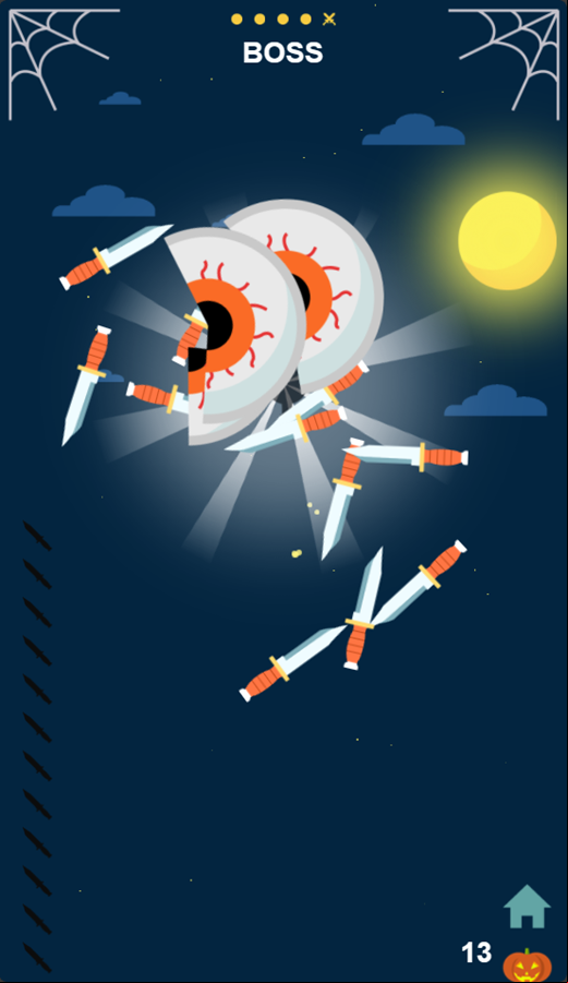 Halloween Knife Game Boss Defeat Screenshot.
