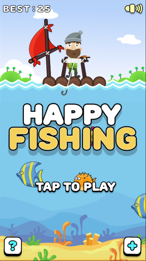 Happy Fishing Game Welcome Screen Screenshot.