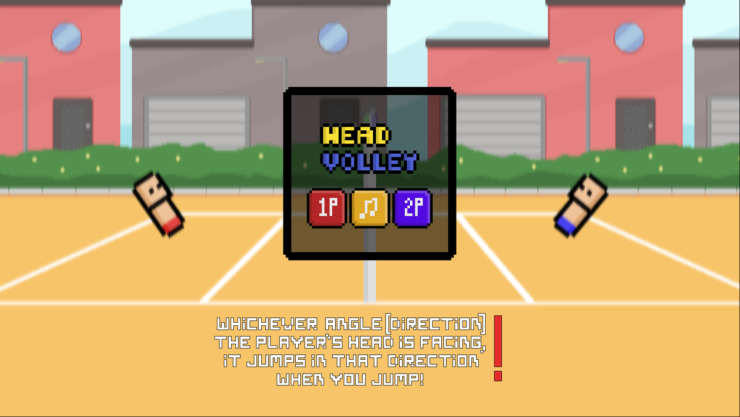Head Volley Game Welcome Screen Screenshot.
