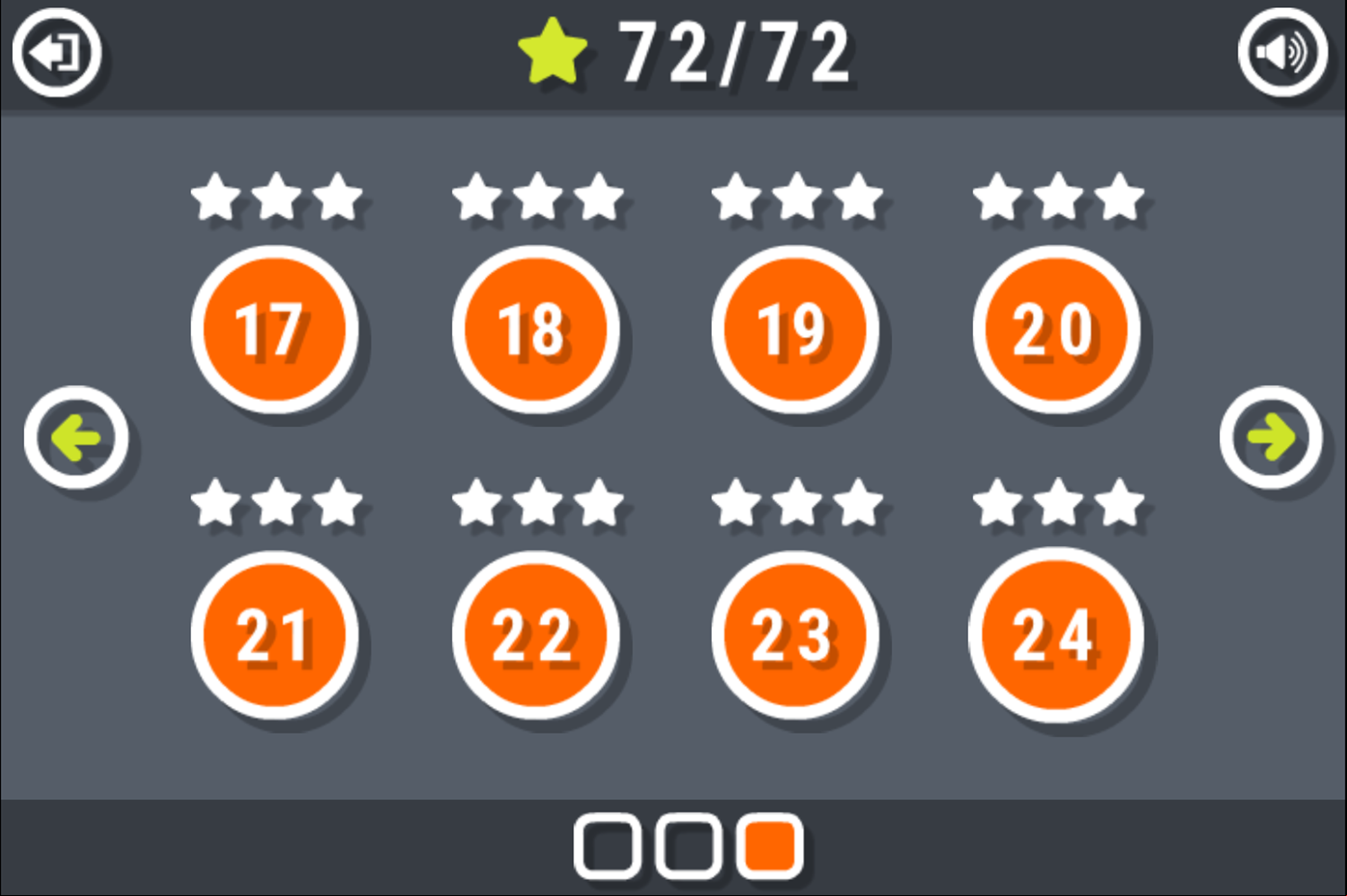 Hole In One Game Level Select Screen Screenshot.