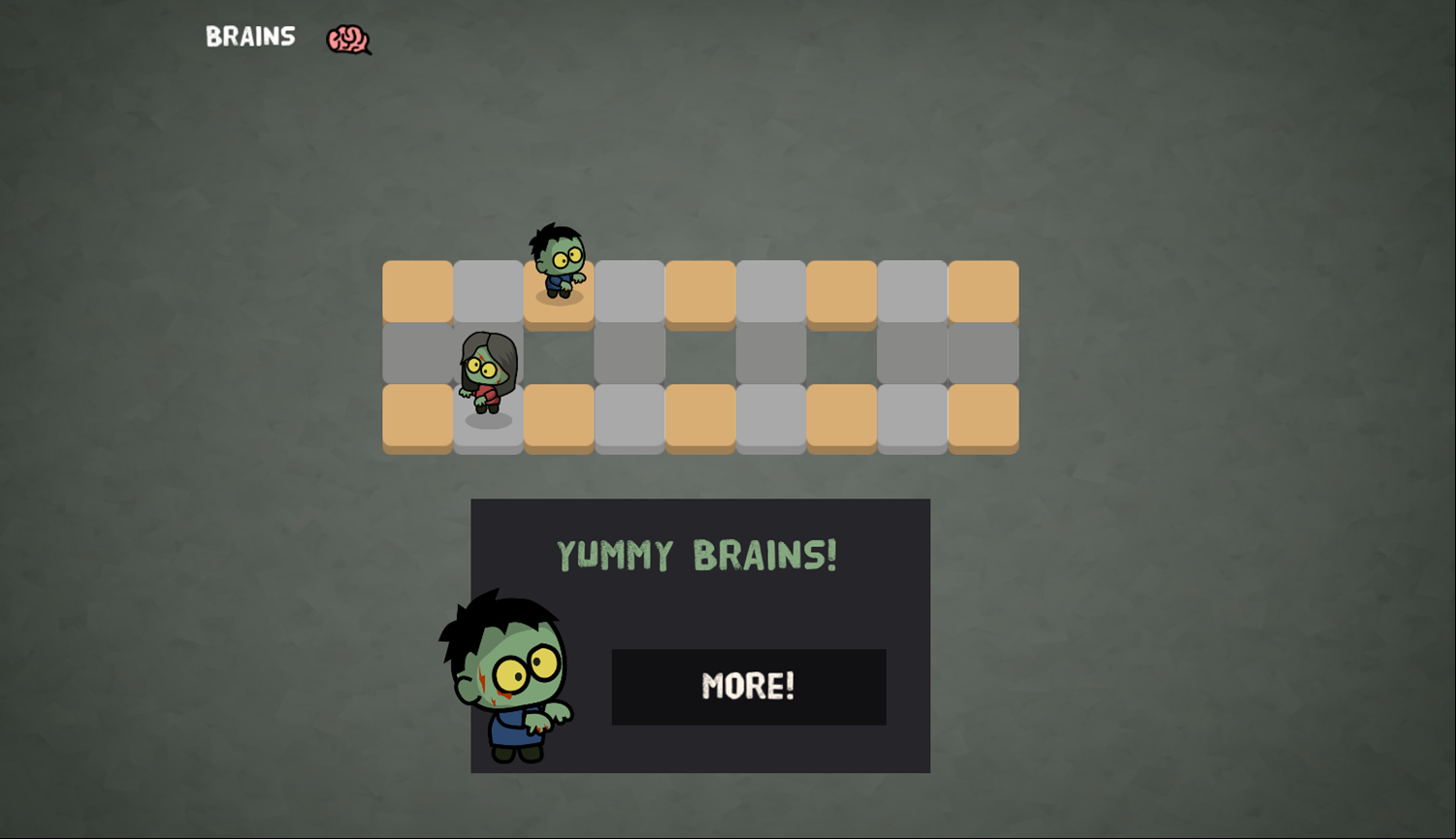 Hungry For Brains Game Level Complete Screenshot.