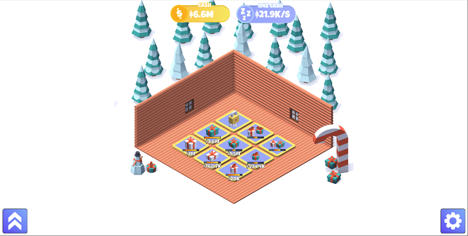 Idle Gifts Game All But One Gift Unlocked Screenshot.
