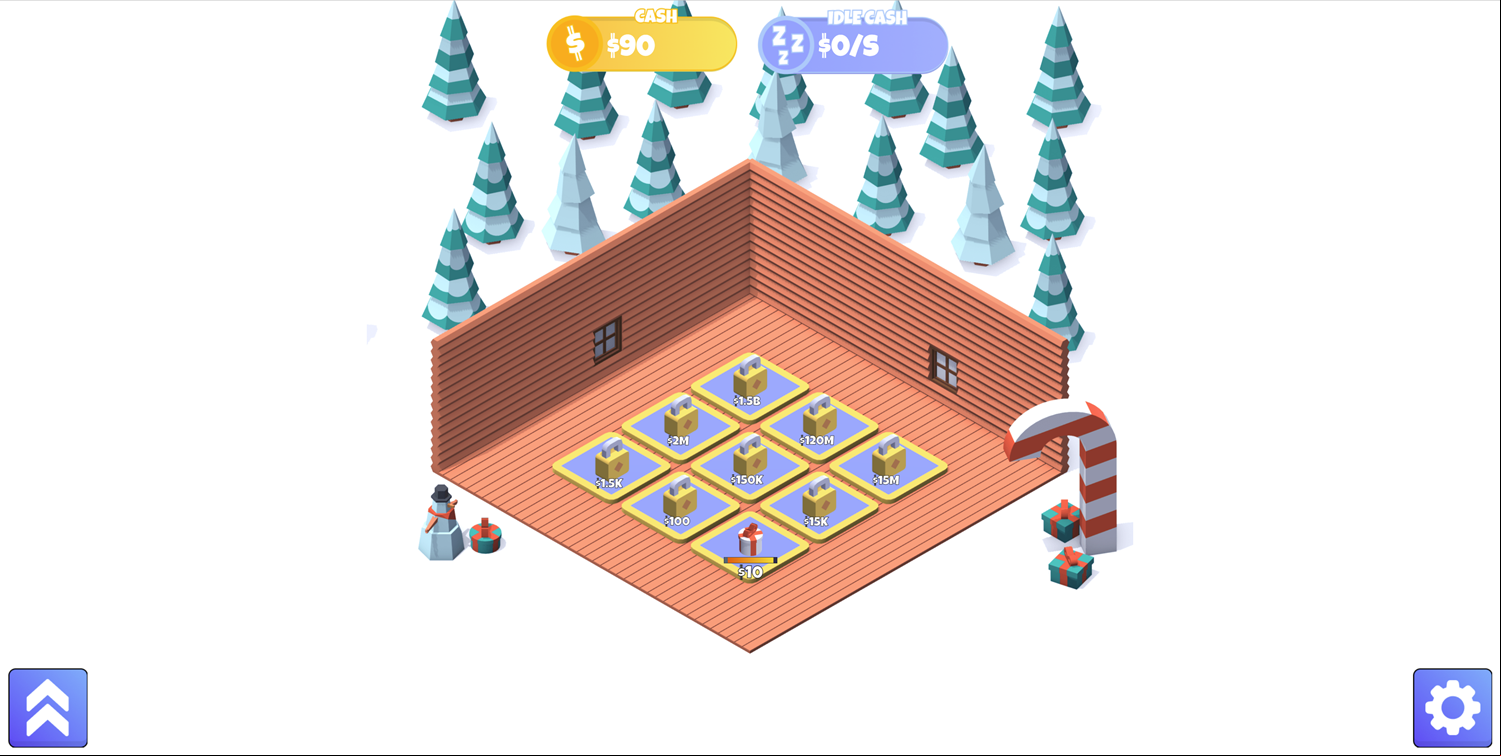 Idle Gifts Game Welcome Screen Screenshot.