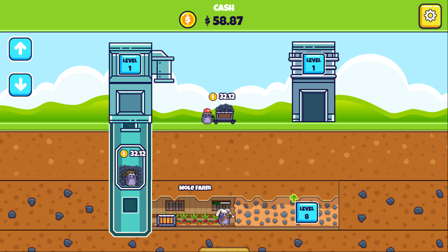 Idle Mole Empire Game Play Screenshot.