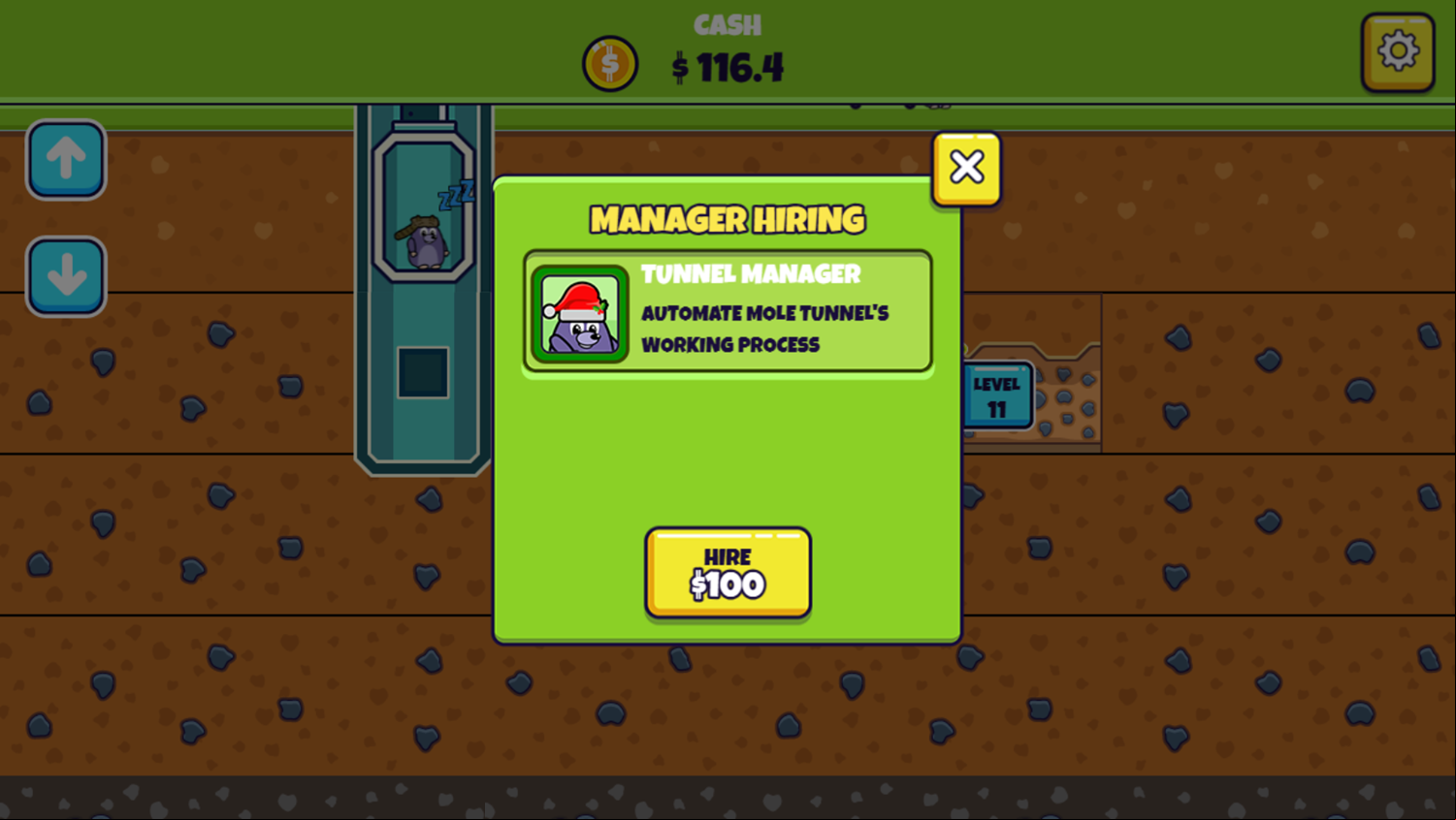 Idle Mole Empire Game Hire Manager Screenshot.