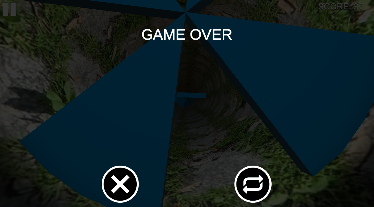 Infinite Tunnel Game Over Screenshot.