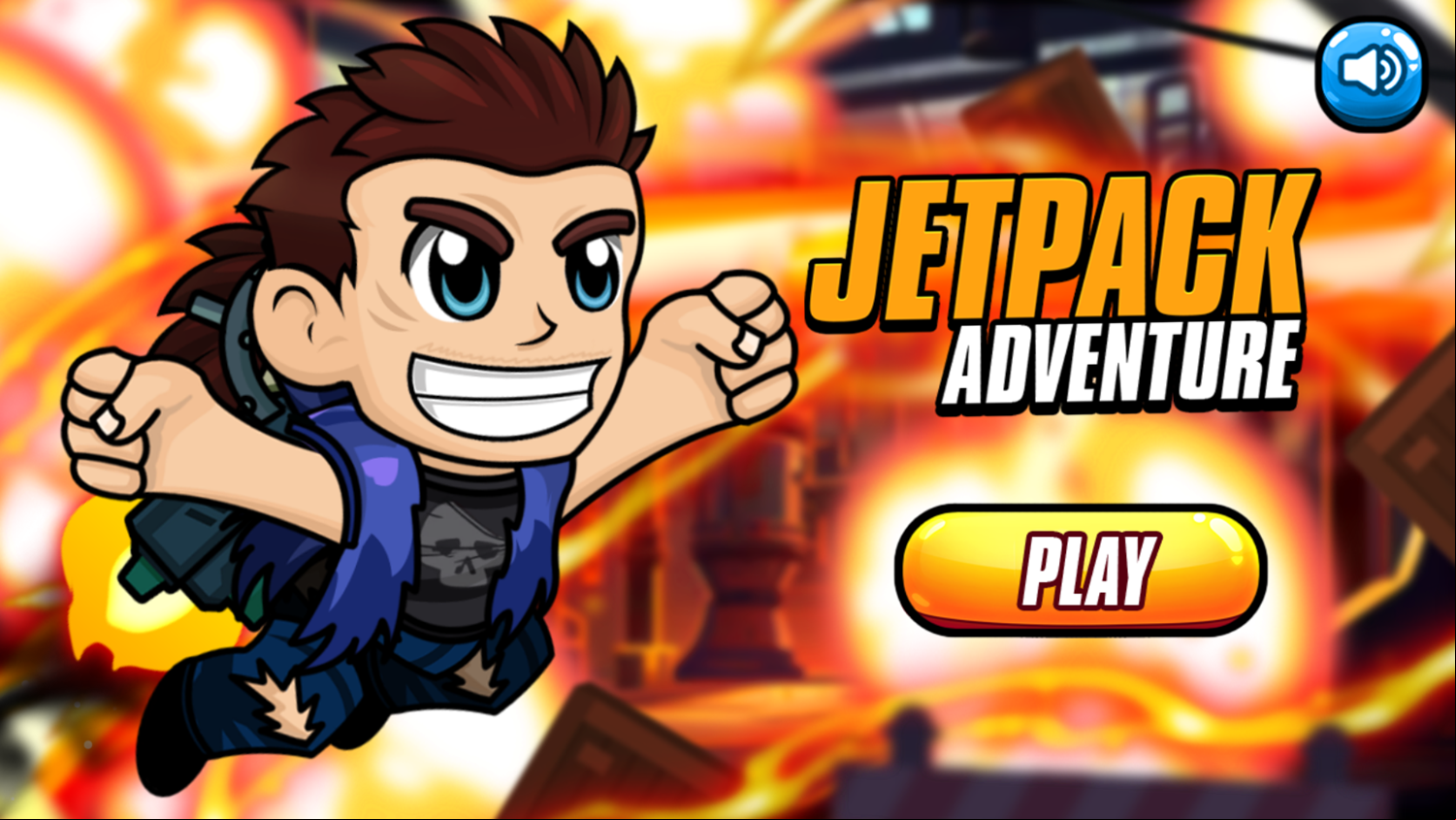 Jetpack Adventure Game Welcome Screen Screenshot.