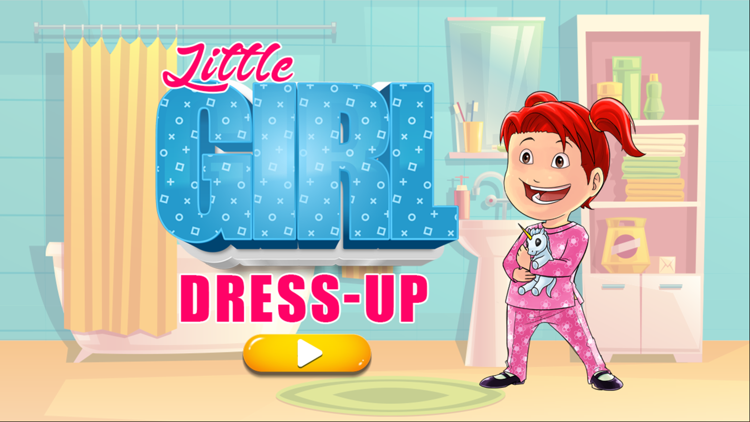 Little Girl Dress Up Game Welcome Screen Screenshot.