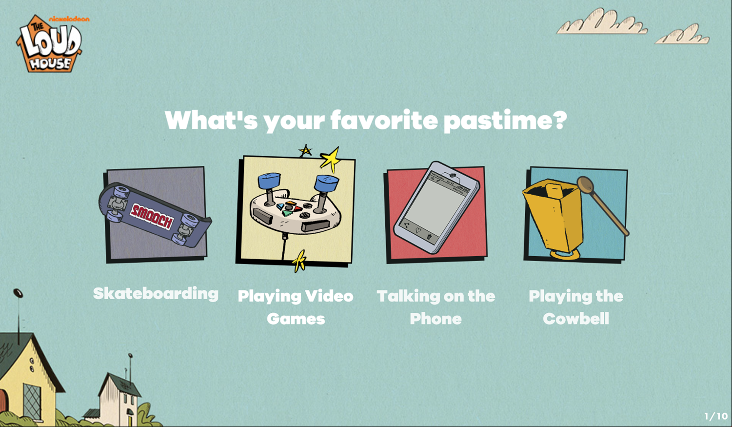 Loud House Side Characters Quiz Game First Question Screenshot.