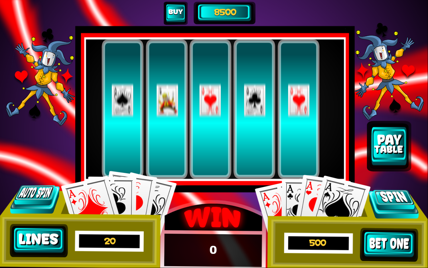 Luck Cards Game Spin Simulation Screenshot.