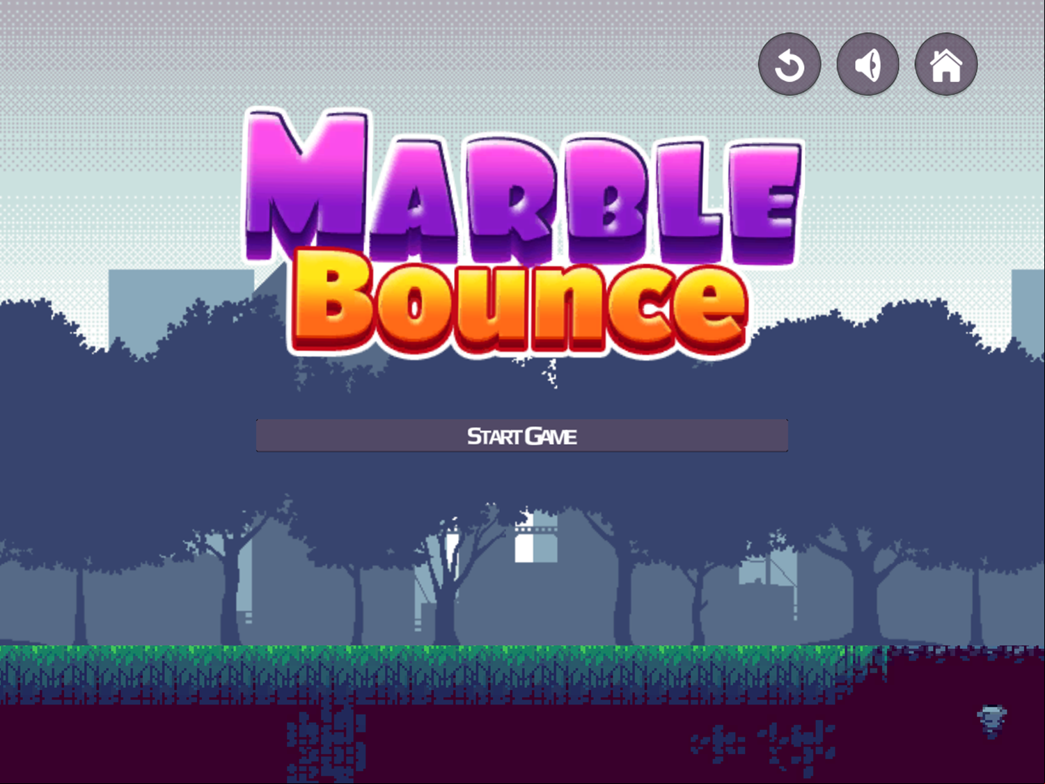 Marble Bounce Game Welcome Screen Screenshot.