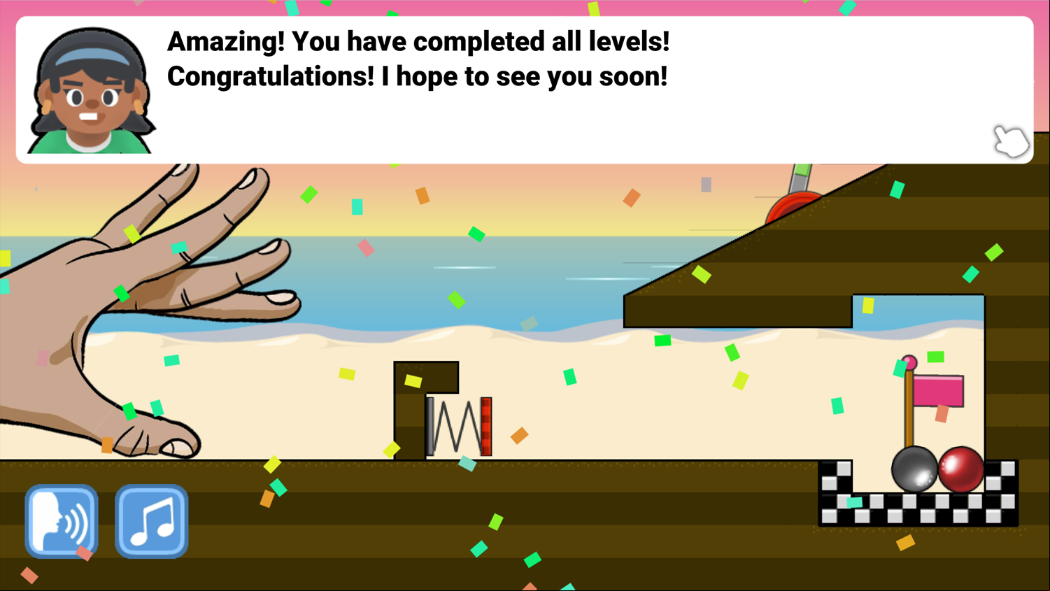 Marbles And Forces Game Beat Screen Screenshot.