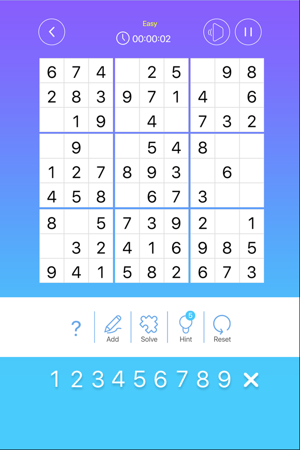Master Sudoku Game Screenshot.
