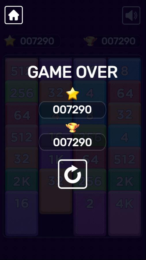 Merge Card Game Over Screen Screenshot.
