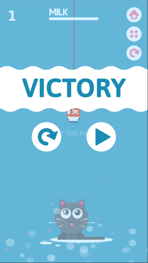 Milk for Cat Game Level Complete Screenshot.
