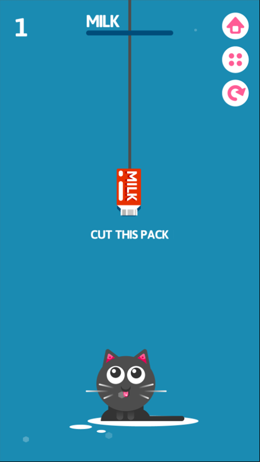 Milk for Cat Game Level Start Screenshot.