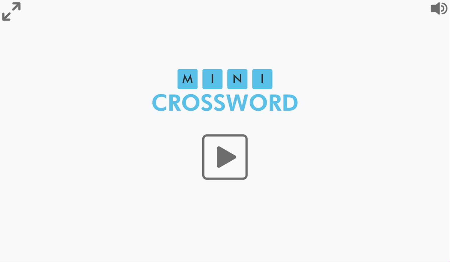 Mini Crossword Game Welcome Screen Screenshot.