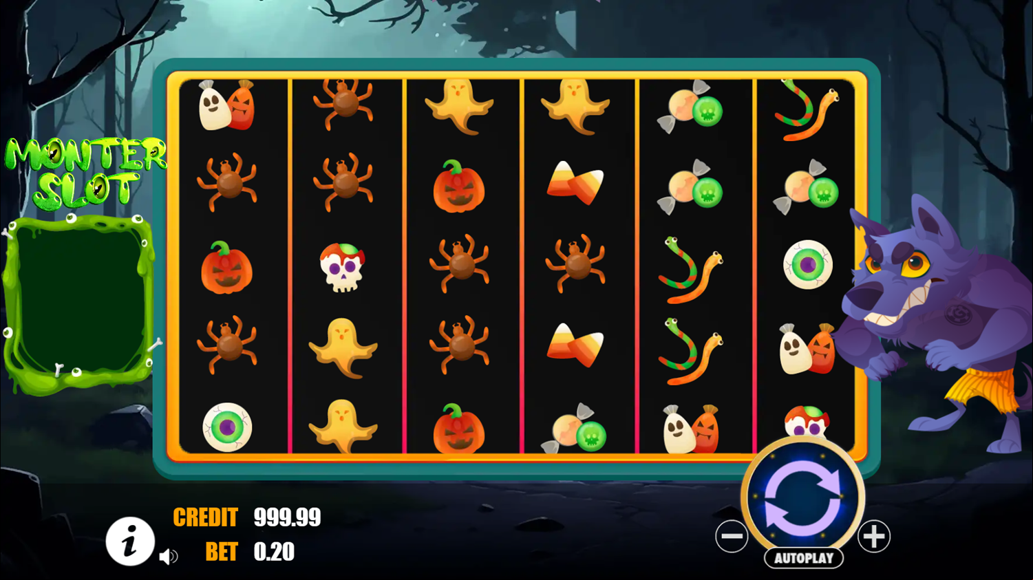 Monster Slot Game Welcome Screen Screenshot.