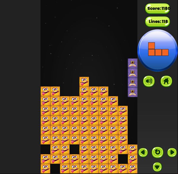 Monster Tetrix Game Progress Screenshot.