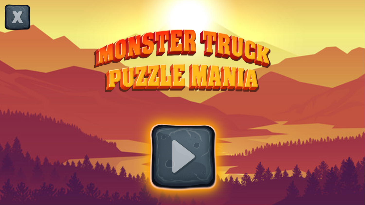 Monster Truck Puzzle Mania Game Welcome Screen Screenshot.