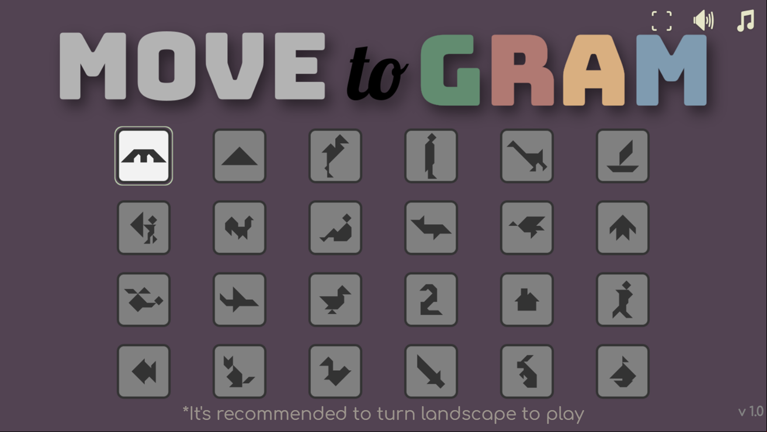 Move To Gram Game Puzzle Select Screenshot.