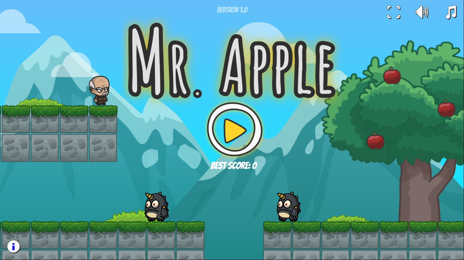 Mr Apple Game Welcome Screen Screenshot.