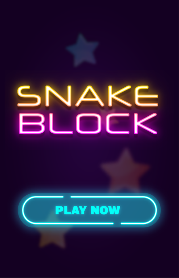 Neon Snake vs Block Game Welcome Screen Screenshot.