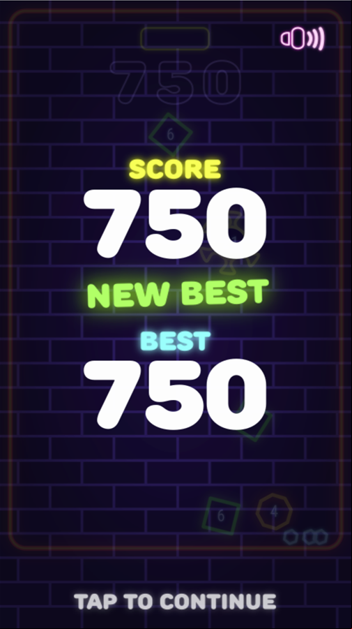 Neon War Game Over Screen Screenshot.