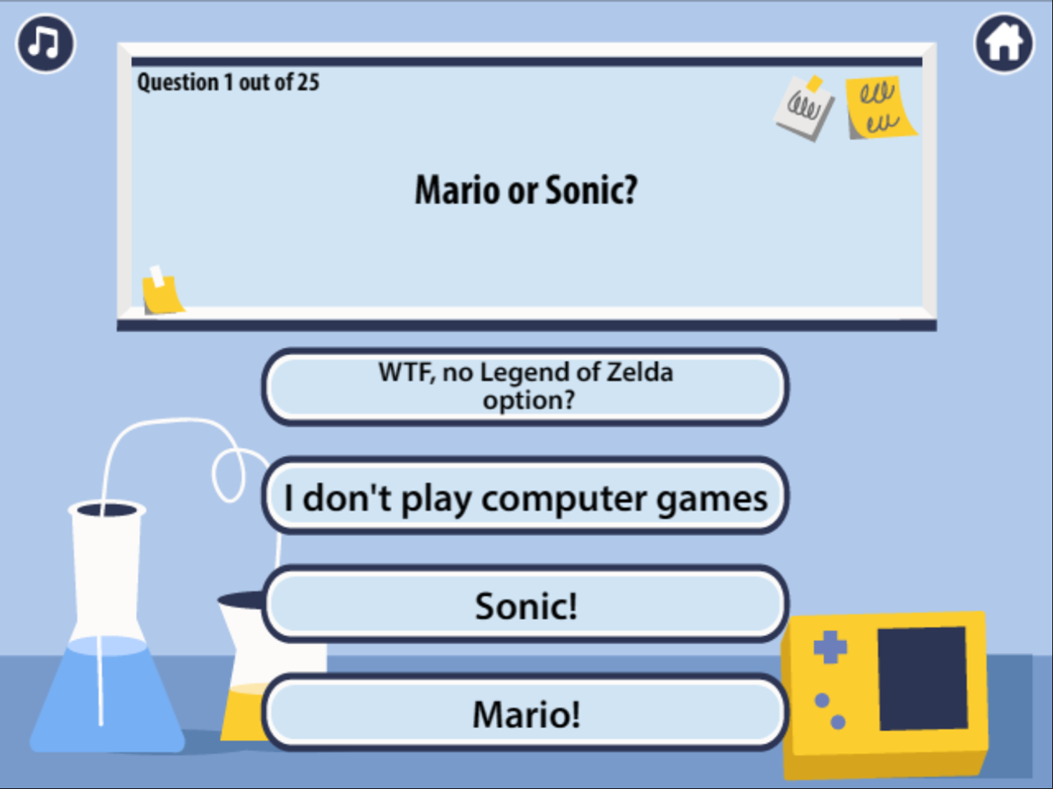 Nerd Quiz Game Question Screenshot.