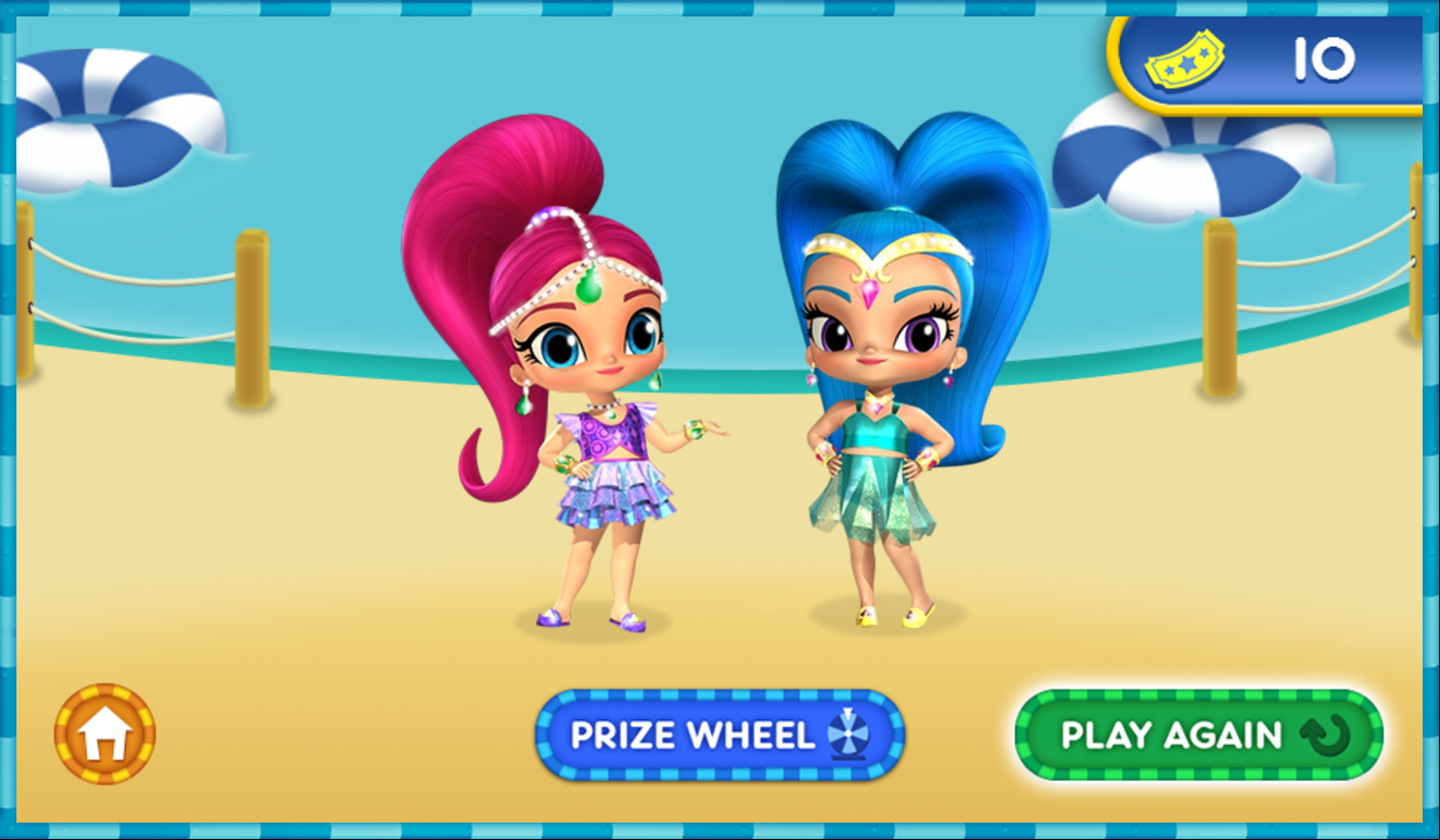 Nick Jr Water Park Shimmer and Shine Score Screenshot.