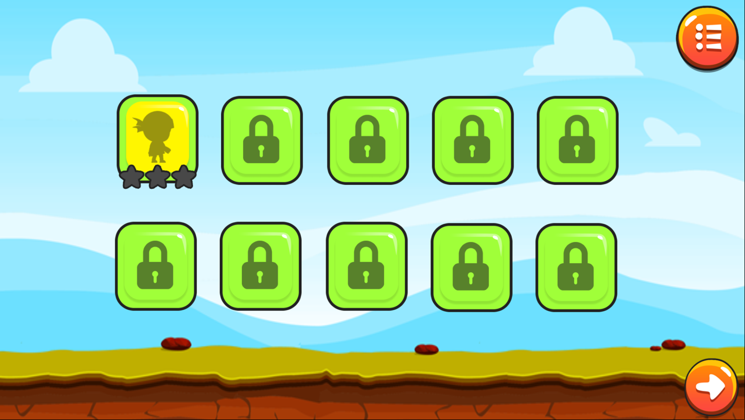 Ninja Boy Game Level Select Screenshot.