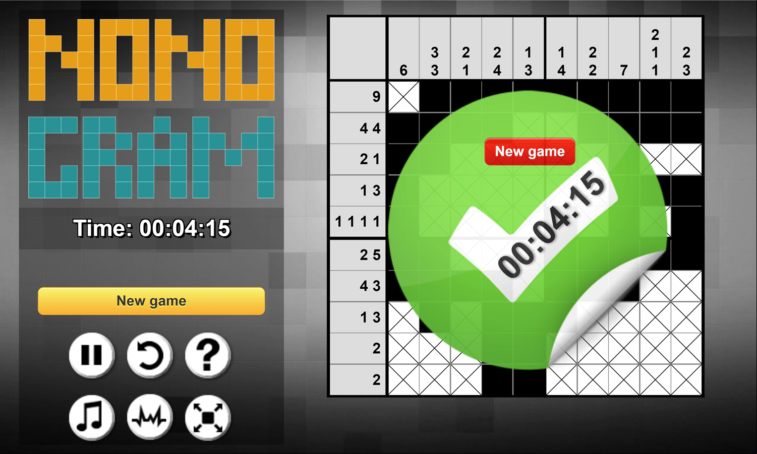 Nonogram Game Complete Screen Screenshot.