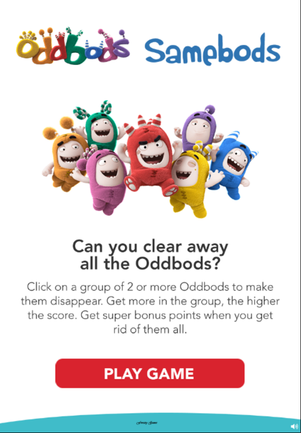 Oddbods Samebods Game Welcome Screen Screenshot.