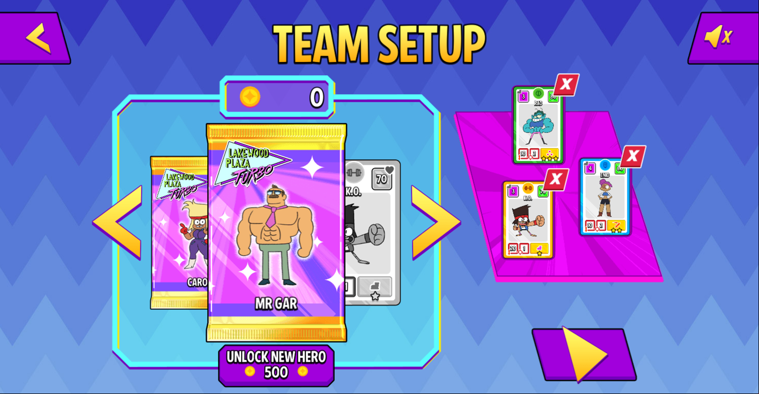 OK K.O. Let's Be Heroes Parking Lot Wars Team Setup Screenshot.