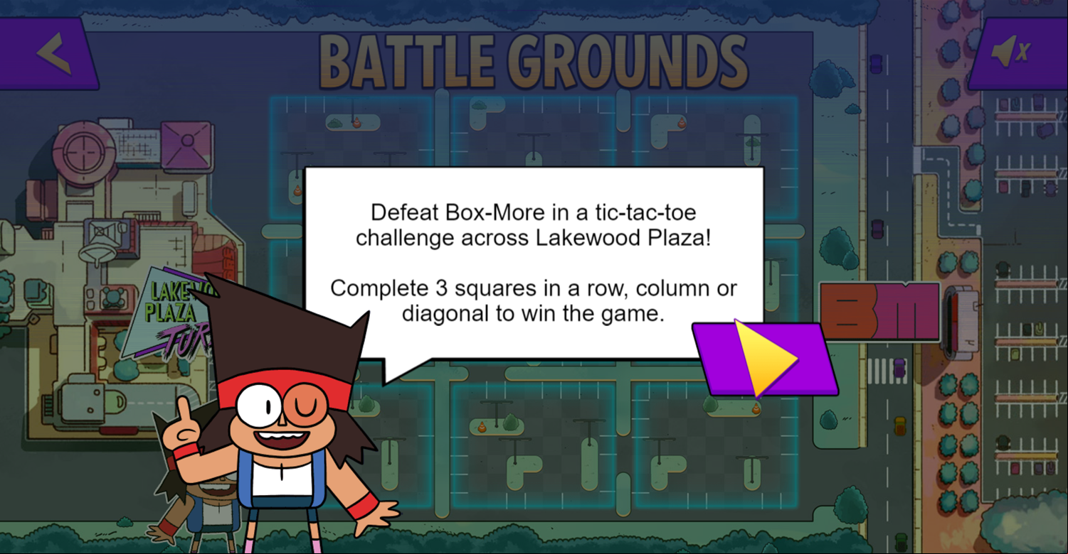 OK K.O. Let's Be Heroes Parking Lot Wars Tic Tac Toe Instructions Screenshot.