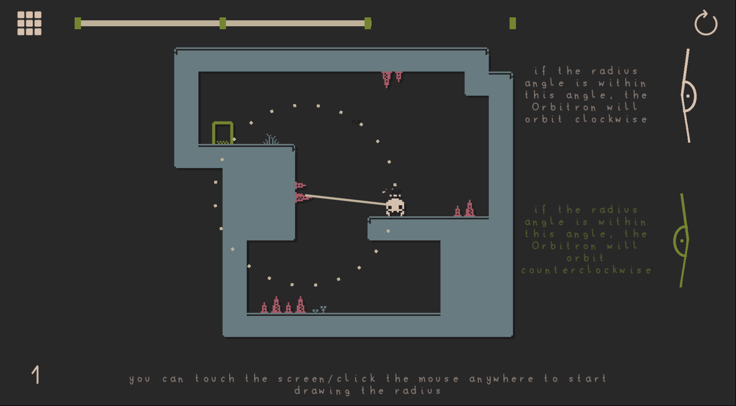 Orbitronon Game Level Start Screenshot.