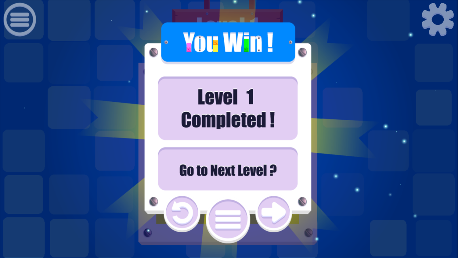 Paint Sponges Puzzle Game Level Complete Screenshot.