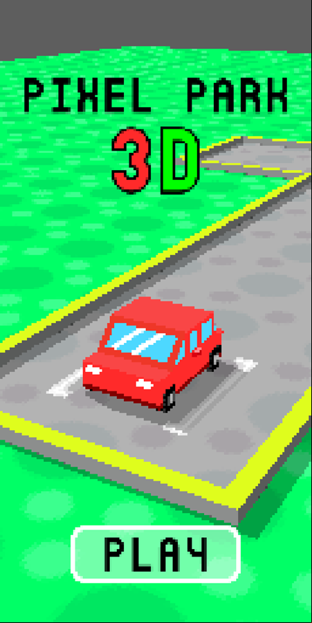 Pixel Park 3D Game Welcome Screen Screenshot.