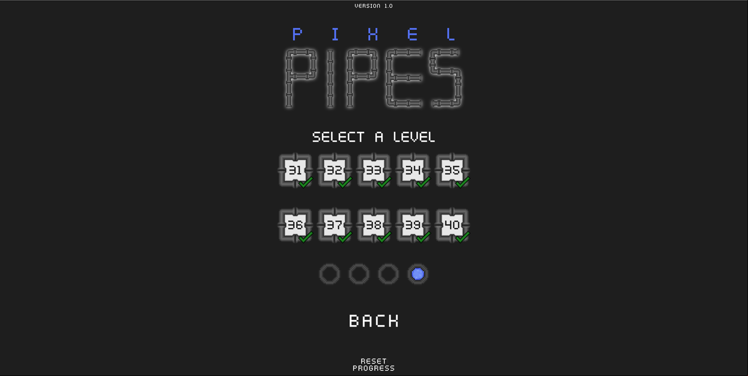 Pixel Pipes Game Level Select Screen Screenshot.