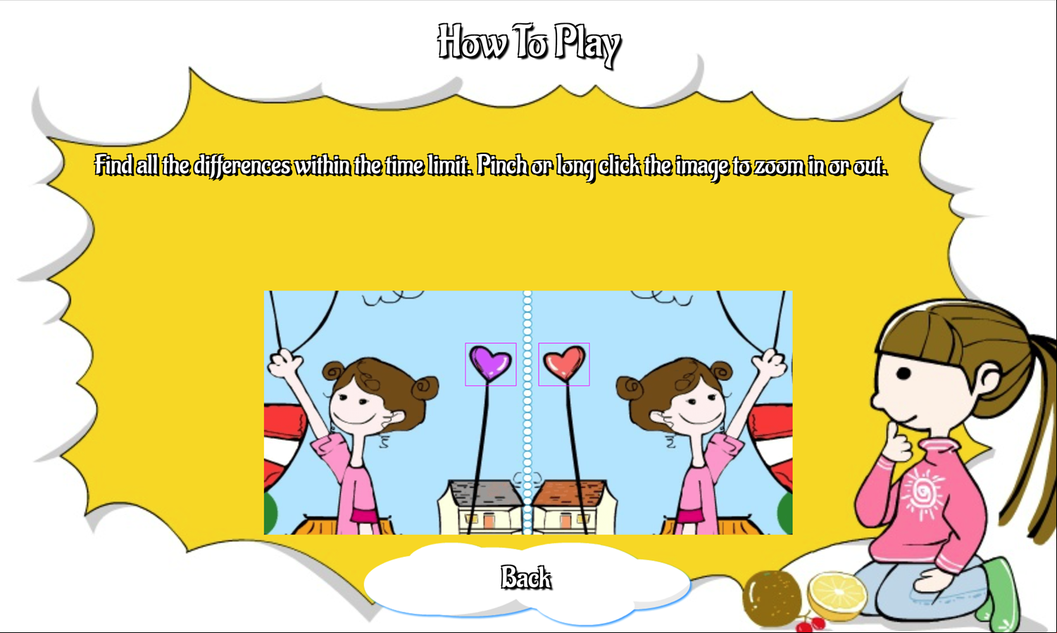 Playground Differences Game How to Play Screen Screenshot.