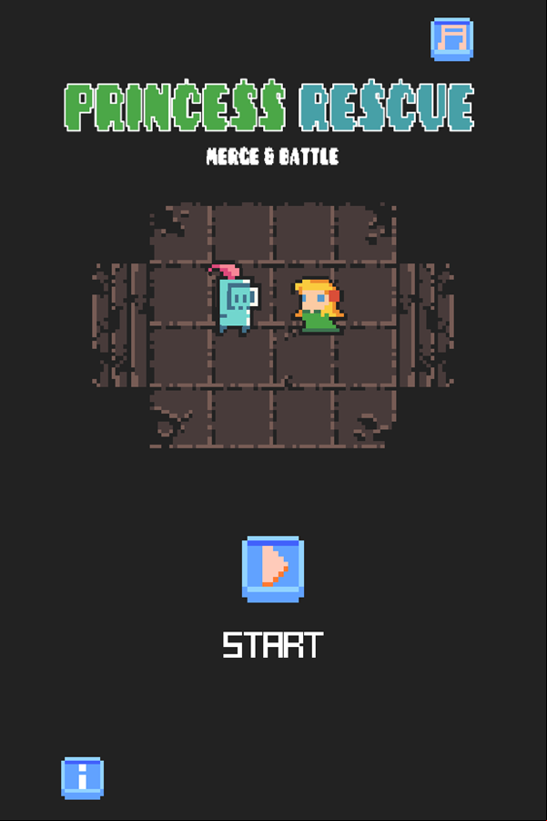 Princess Rescue Game Welcome Screen Screenshot.