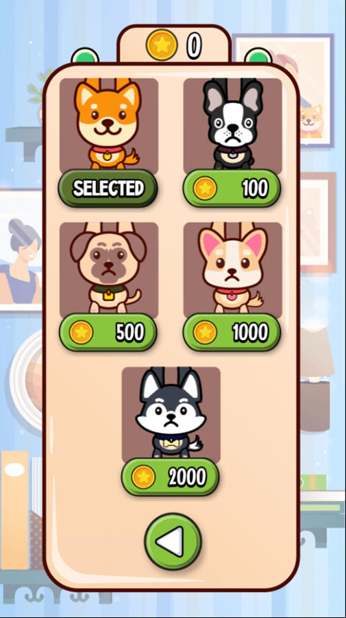 Puppy Sling Game Dog Store Screen Screenshot.