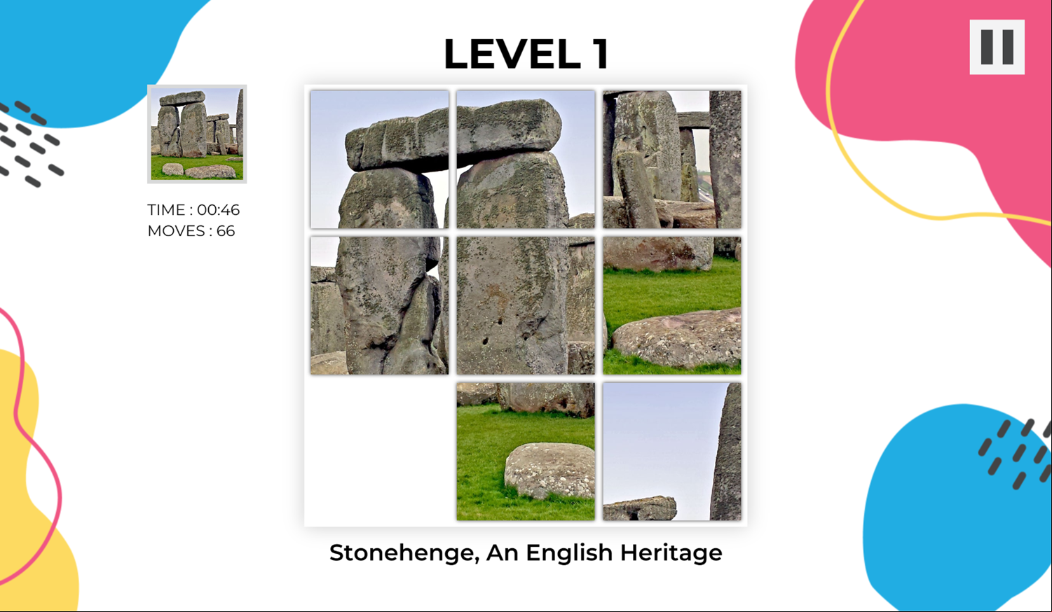 Puzzle Slide Tour Game Level Play Screenshot.
