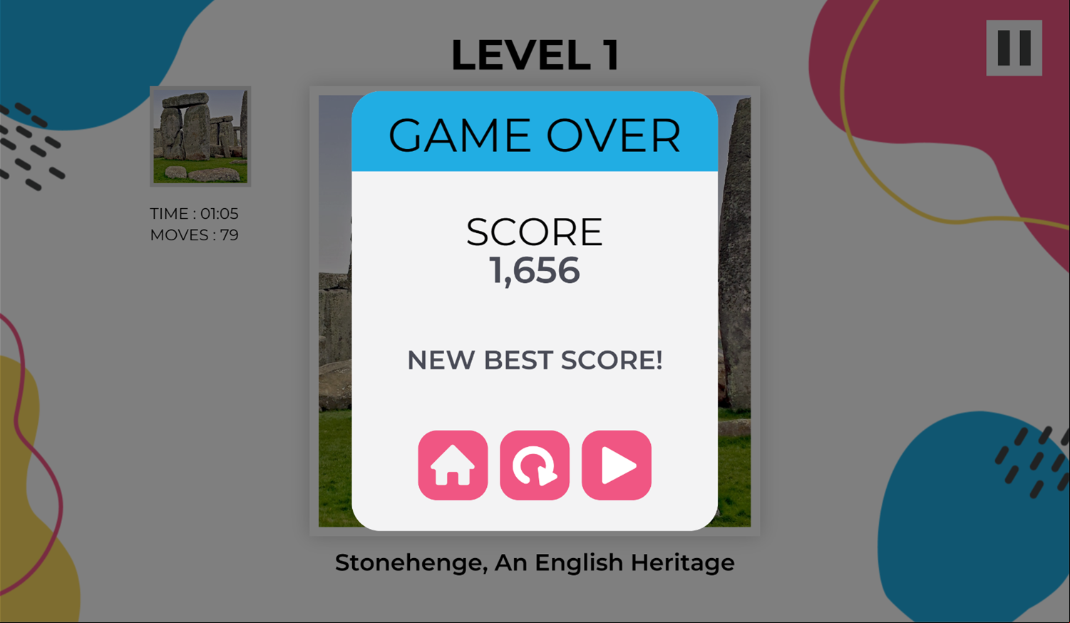 Puzzle Slide Tour Game Level Score Screenshot.