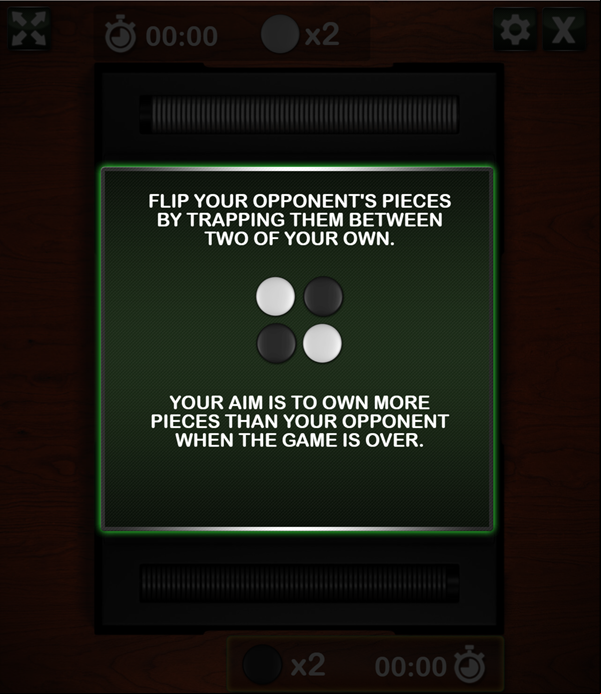 Reversi Game Goals Screenshot.