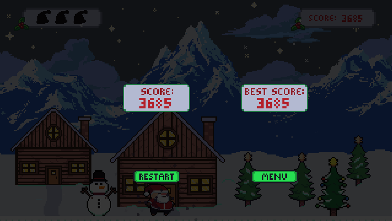 Save the Christmas Game Over Screenshot.