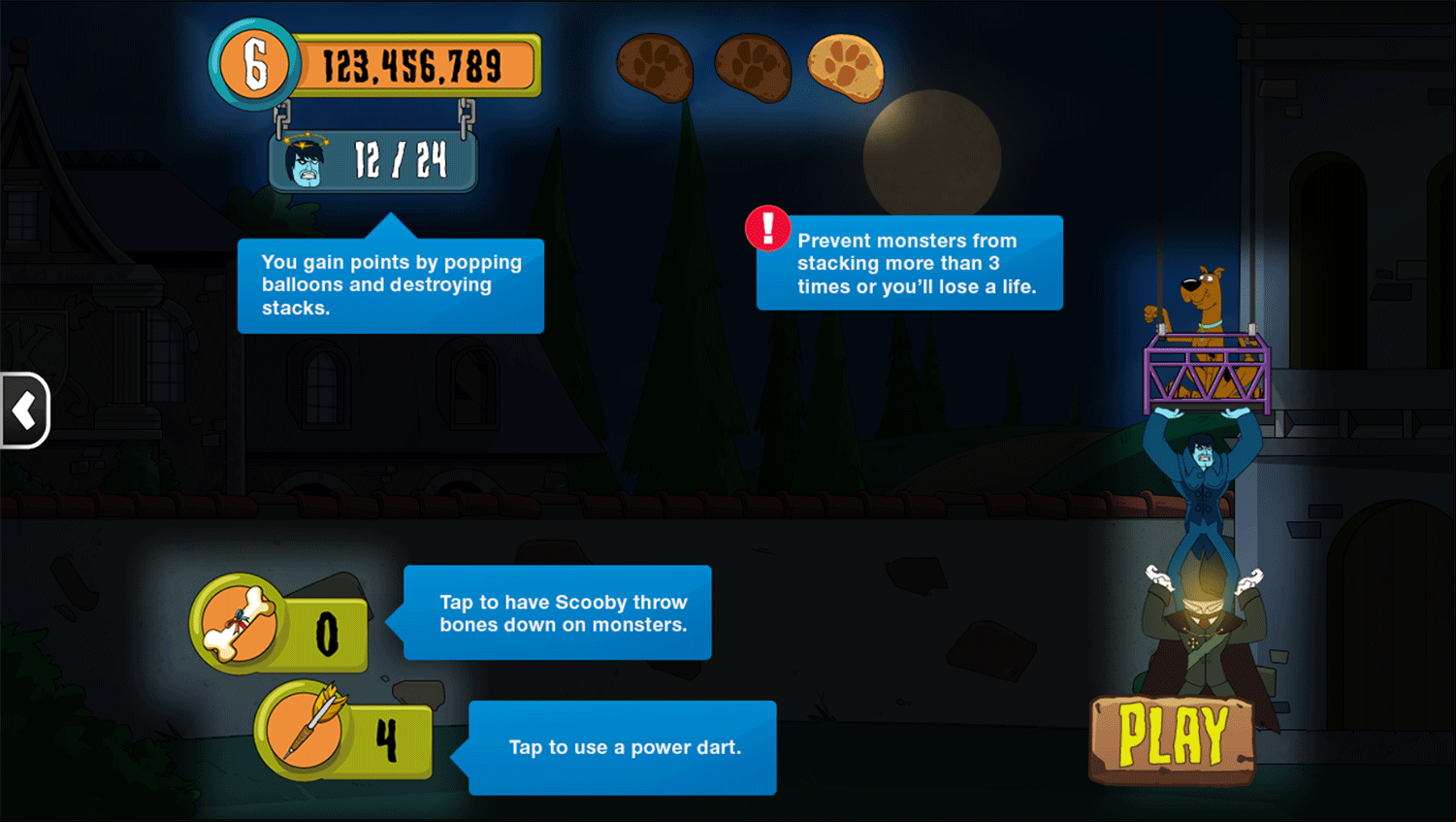 Scooby Doo Drop Em Scooby Instructions Screenshot.
