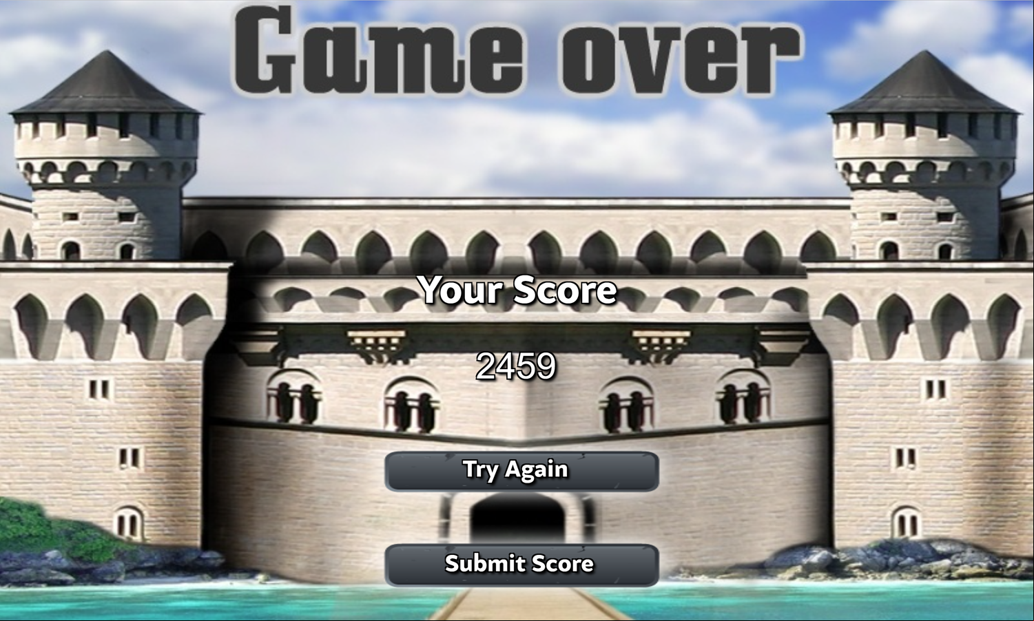 Sea Tower Solitaire Game Over Screen Screenshot.