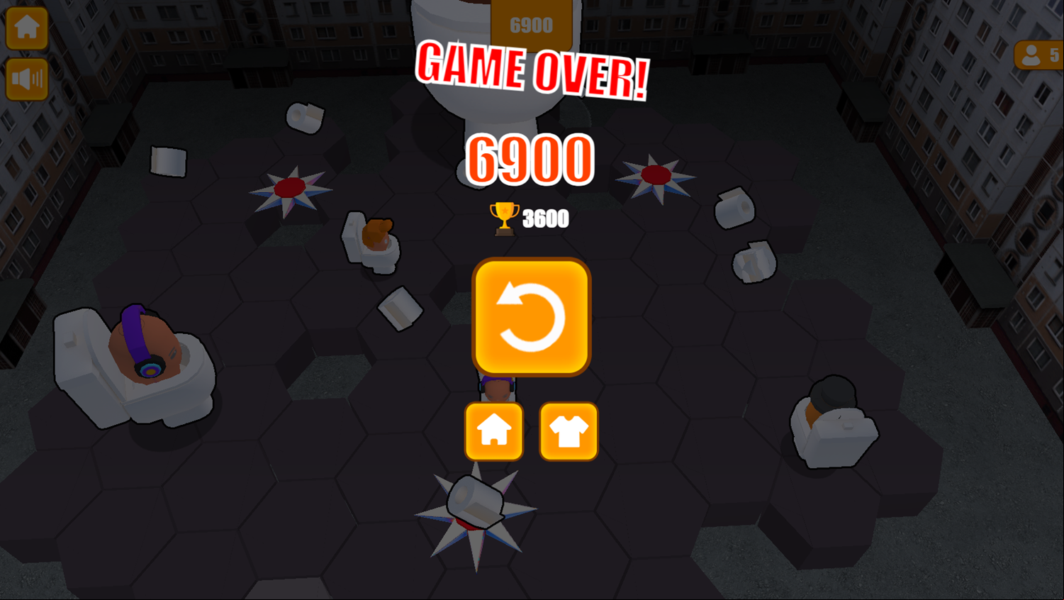 Skibidi Toilet.io Game Over Screenshot.