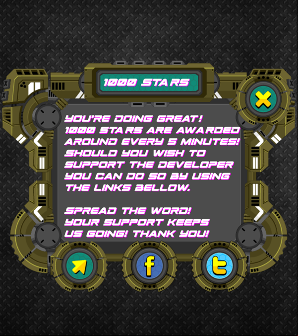 Sky Warrior Game Bonus Stars Screen Screenshot.